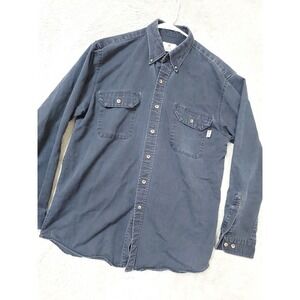 Tyndale FR Shirt Men Large Flame Resistant Workwear Navy Blue Welder Outdoor L